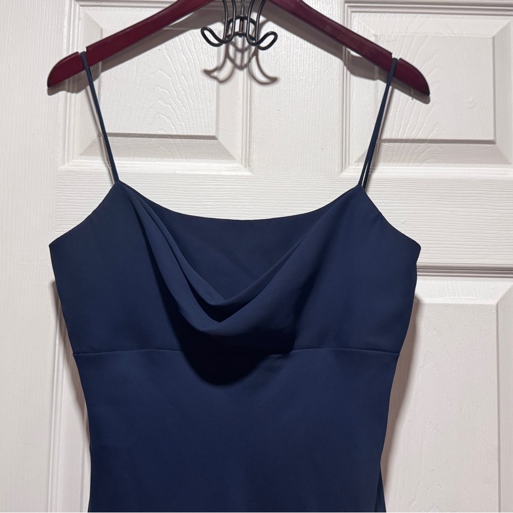 Elegant Navy Blue Spaghetti Strap Dress